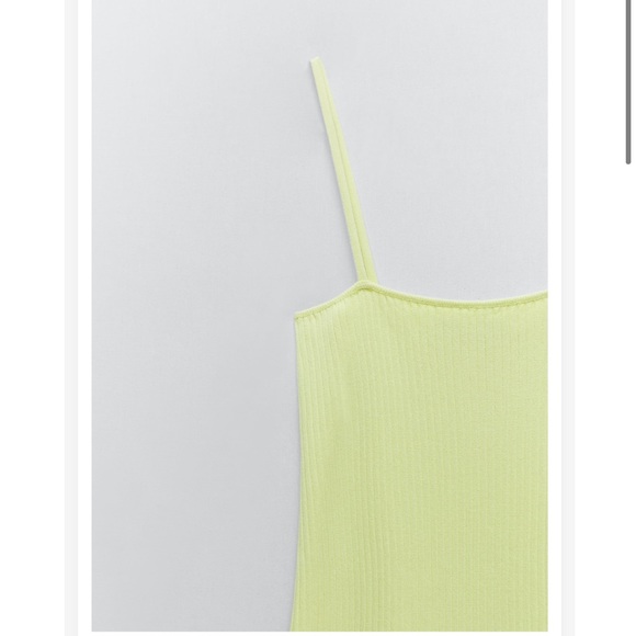 NWT Zara lime green yellow knit ribbed midi dress - Picture 3 of 6